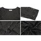 Anna-Kaci Women's Long Sleeve Sequin Top with Crew Neck and Fitted Silhouette