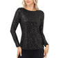 Anna-Kaci Women's Long Sleeve Sequin Top with Crew Neck and Fitted Silhouette