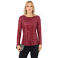 Anna-Kaci Women's Long Sleeve Sequin Top with Crew Neck and Fitted Silhouette