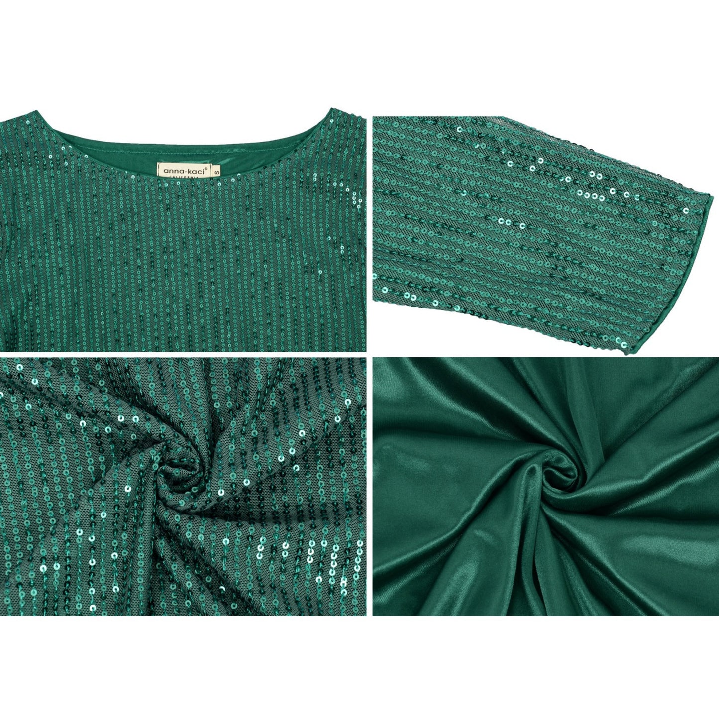 Anna-Kaci Women's Long Sleeve Sequin Top with Crew Neck and Fitted Silhouette