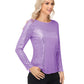 Anna-Kaci Women's Long Sleeve Sequin Top with Crew Neck and Fitted Silhouette