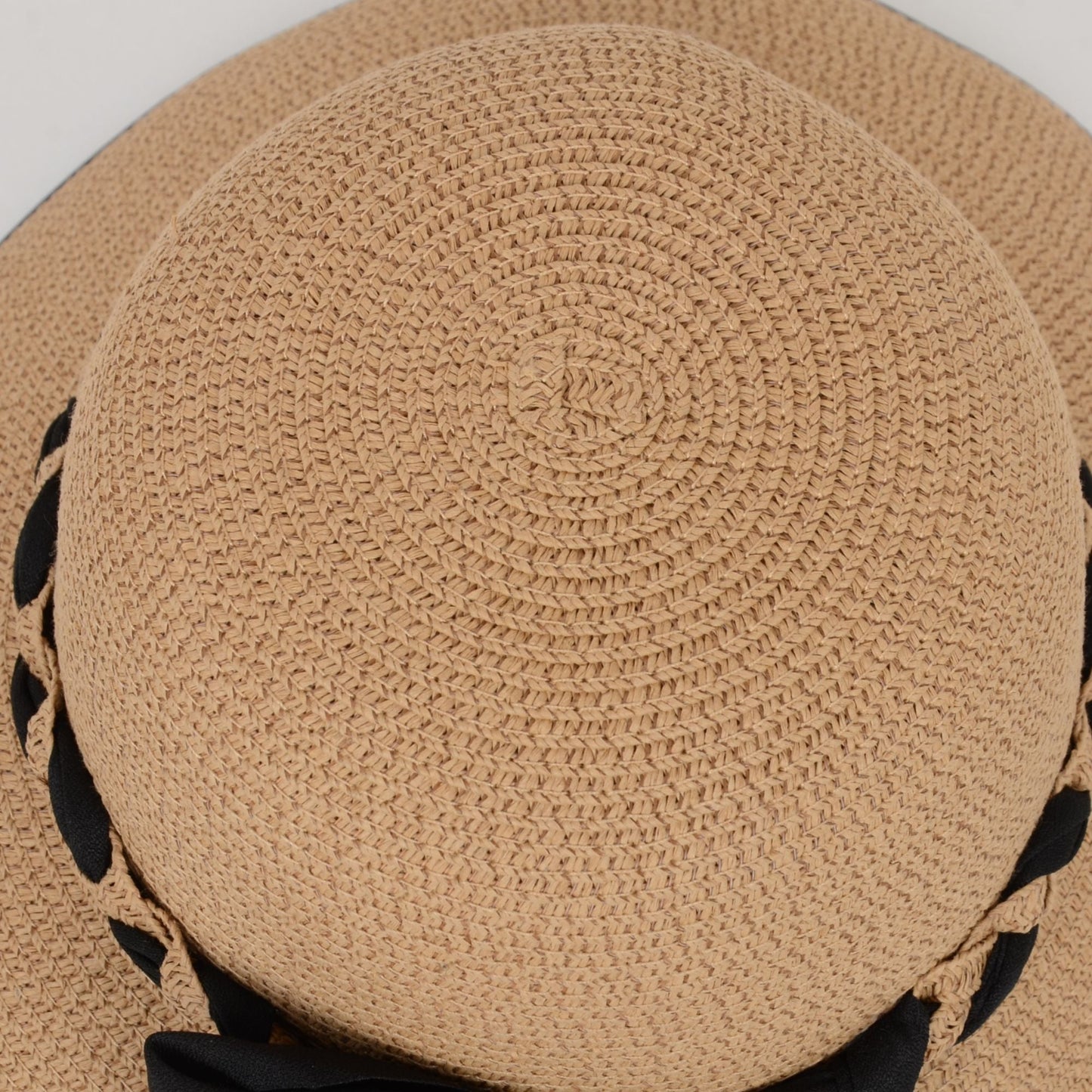 Anna-Kaci Women's Wide Brim Straw Hat with Braided Band and Contrast Bow Detail