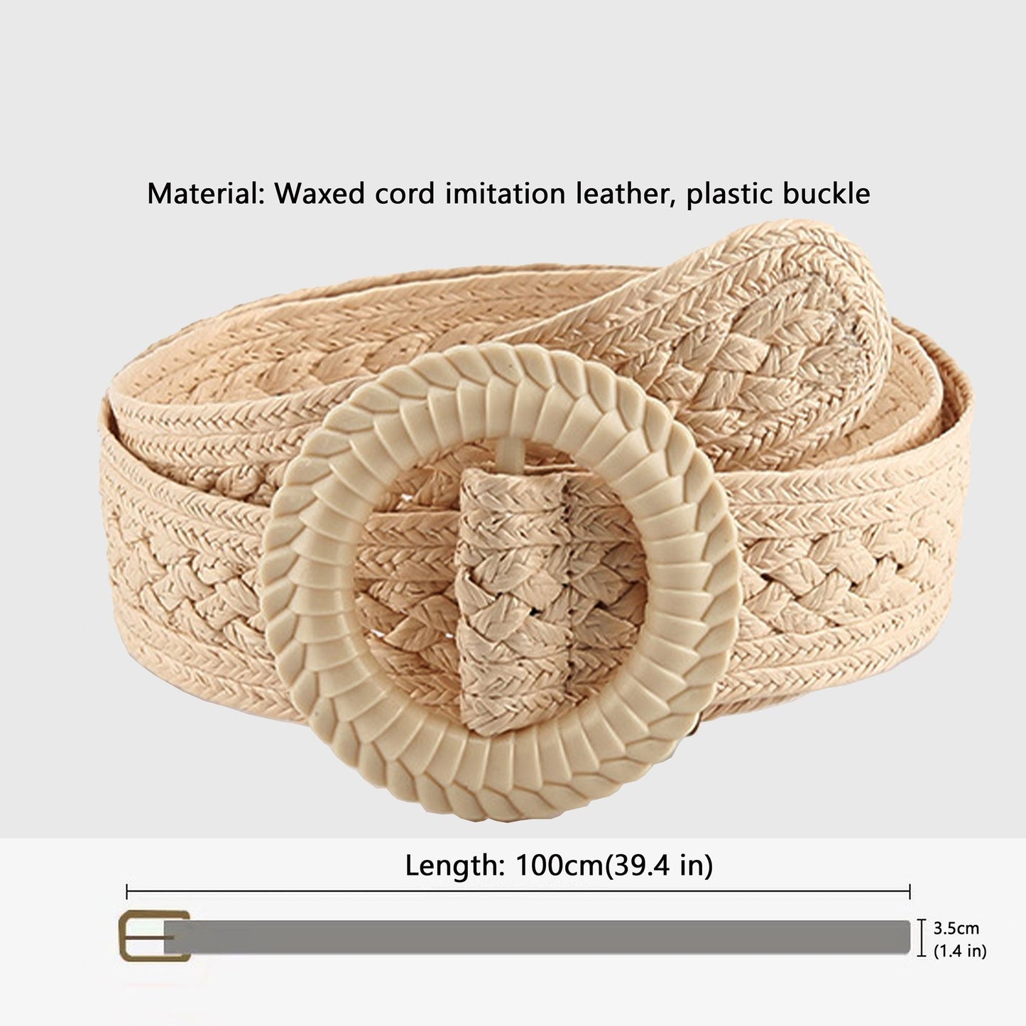 Anna-Kaci Bohemian - Style Woven Belt with Round Plastic Buckle