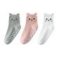 Anna-Kaci Women's Cat Face Grip Socks with Paw Print Anti-Slip Sole Soft Knit Ankle Socks for Home or Yoga 3-Pack
