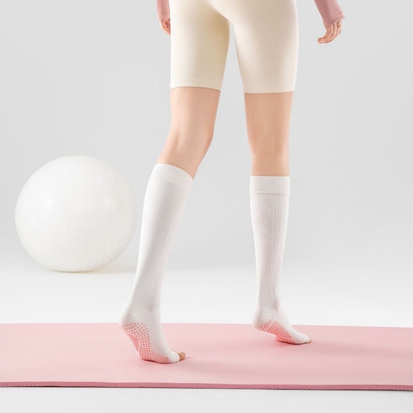 Anna-Kaci Women's Knee High Grip Socks with Anti-Slip Sole for Barre, Yoga, Dance, and Pilates 2-Pack