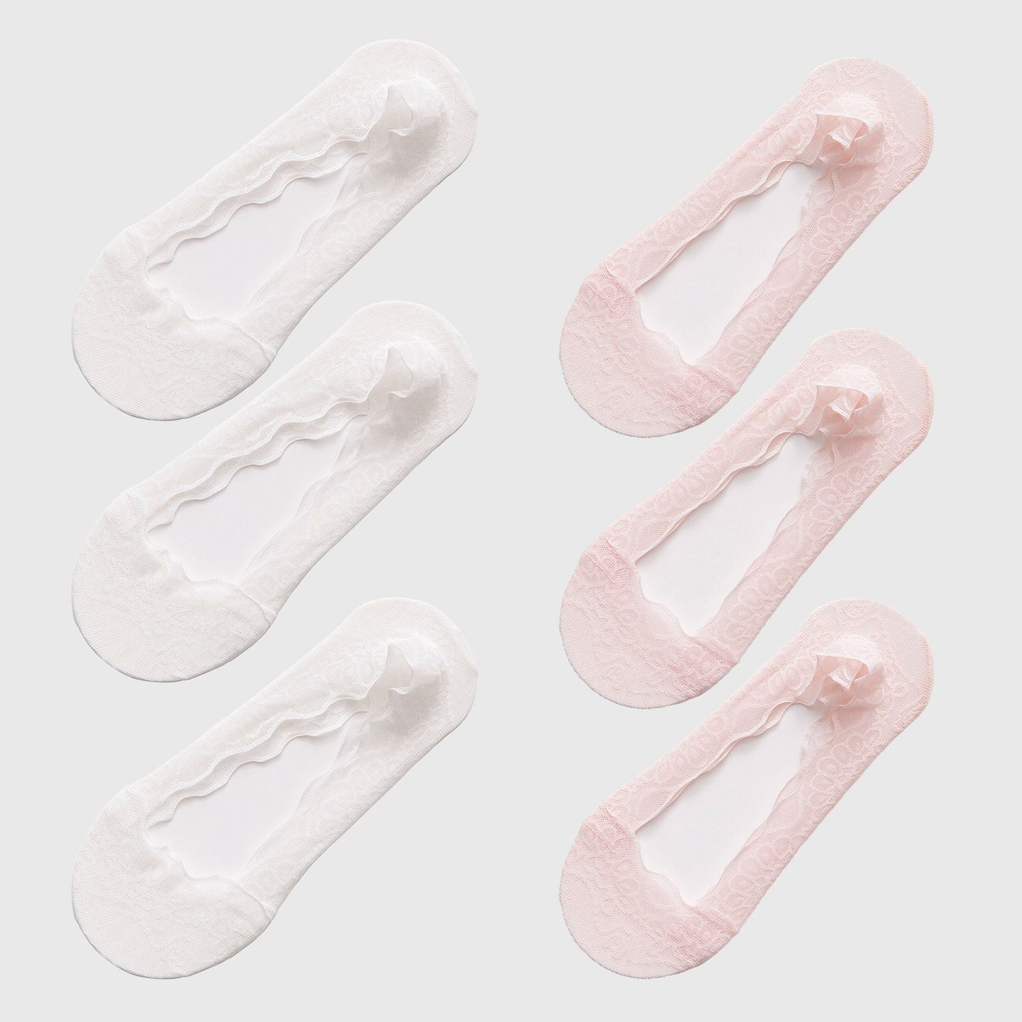 Anna-Kaci  Women's No Show Socks 6pk Invisible Liner Elegant Lace Design