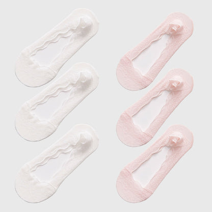 Anna-Kaci  Women's No Show Socks 6pk Invisible Liner Elegant Lace Design