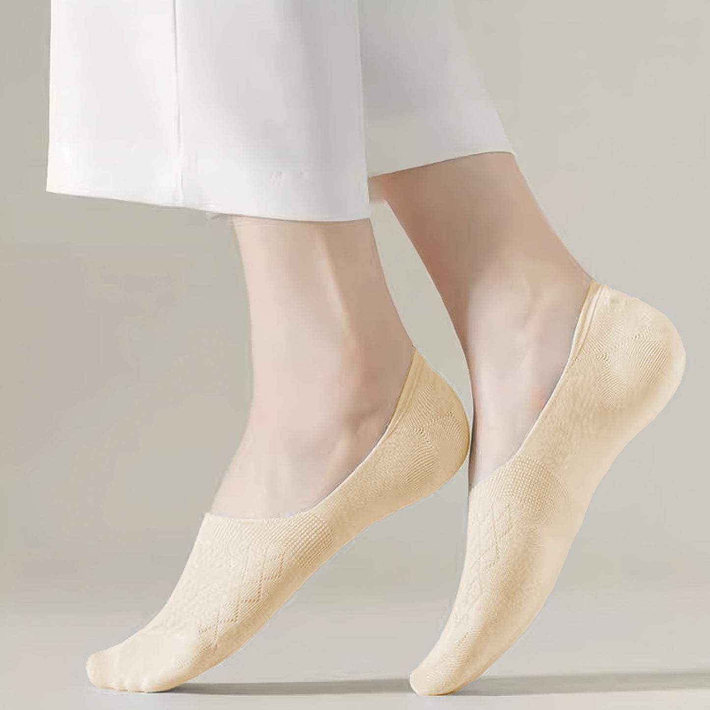 Anna-Kaci Women's Solid No Show Socks Non Slip Cotton 6Pk