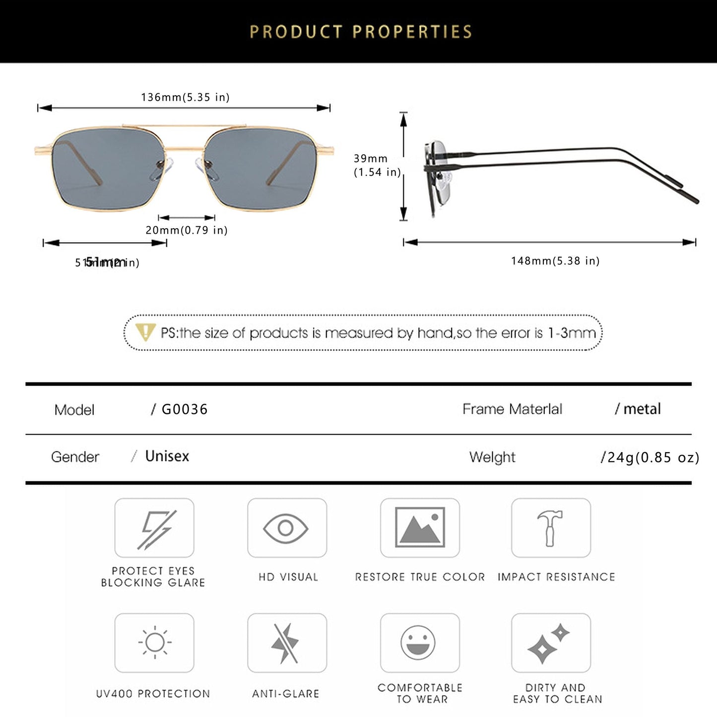 Anna-Kaci Women's Retro Square Aviator Sunglasses