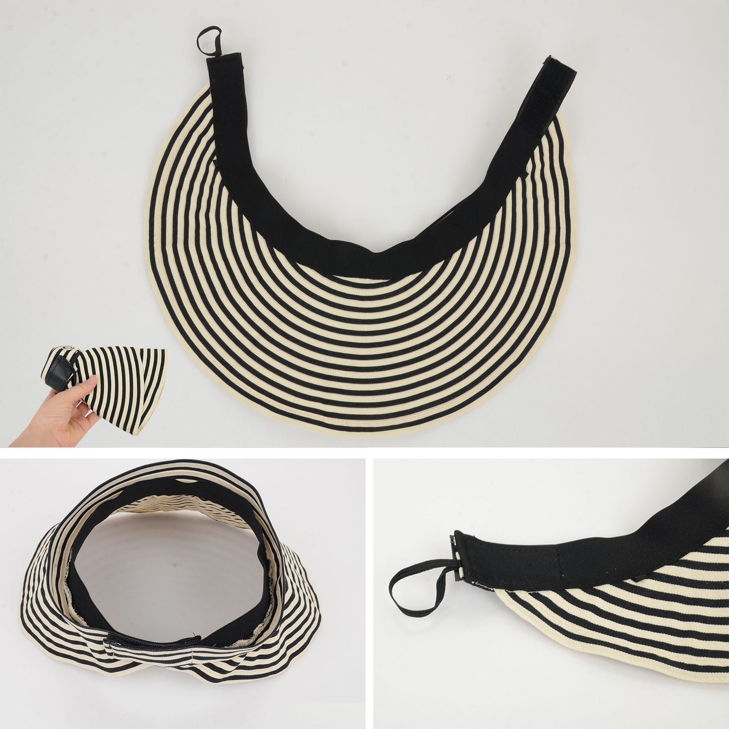 Anna-Kaci Striped Wide Brim Sun Visor Hat Lightweight Foldable Design for Outdoor Travel Beach Hiking Sports Vacations