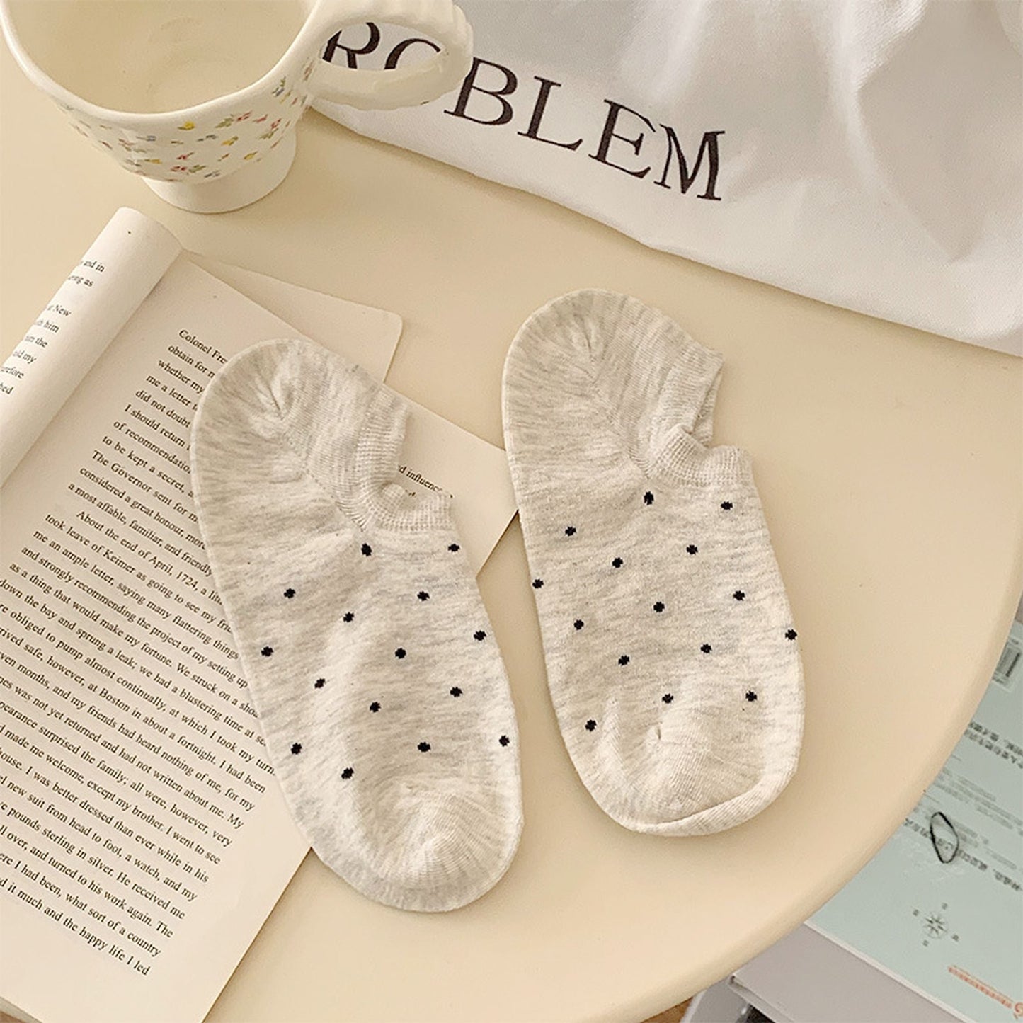 Anna-Kaci Women's 6pk Polka Dot No-Show Socks, Cute Casual Ankle Socks