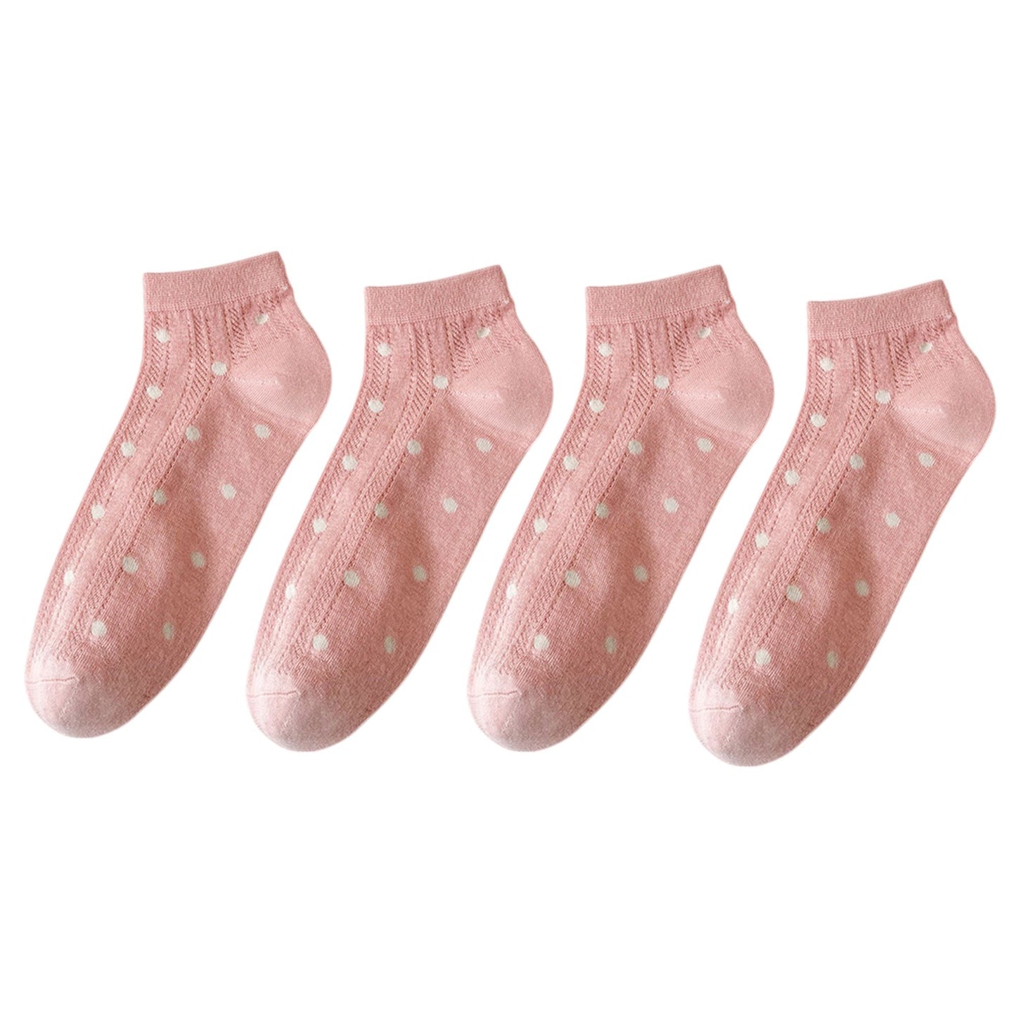 Anna-Kaci 4 Pairs Women's Low-Cut Mesh Knit Cotton Socks Cute Pattern Breathable Stretch for Everyday Casual Wear