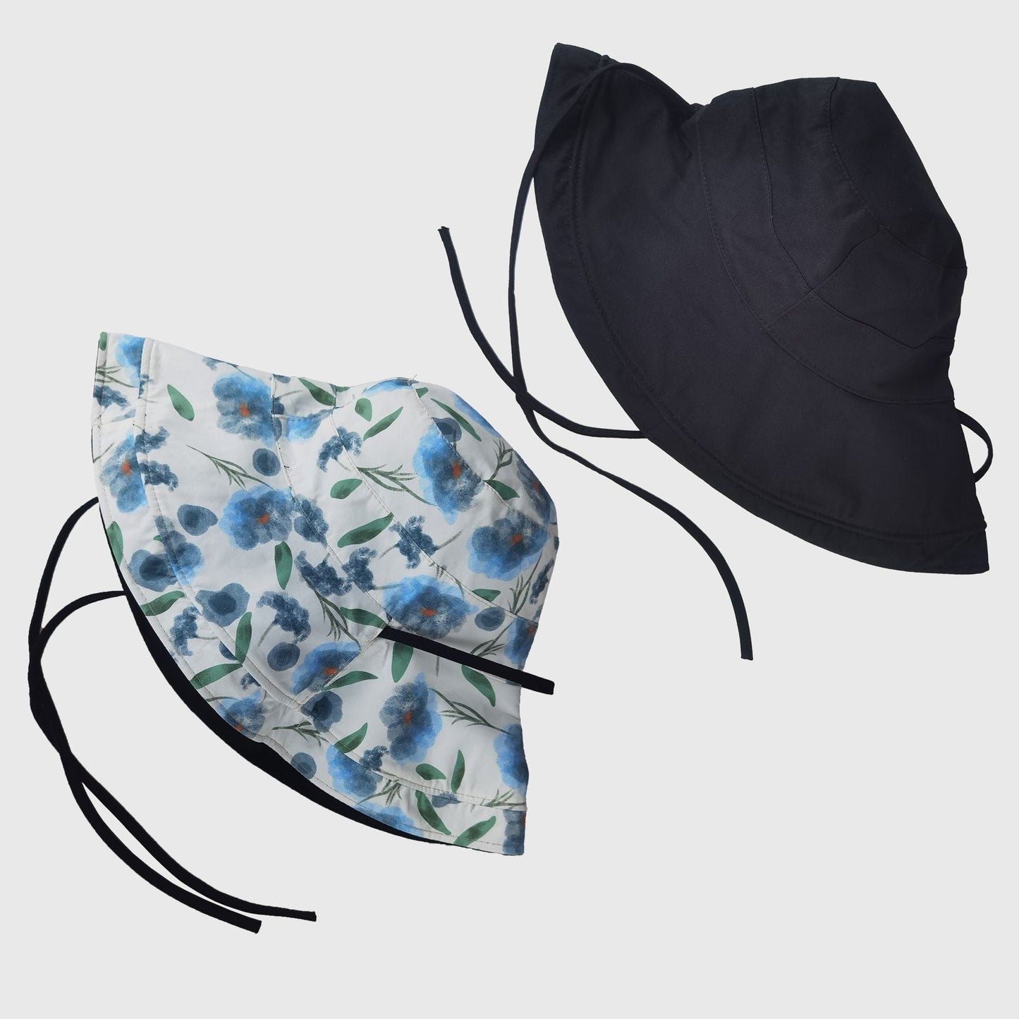 Anna-Kaci Women's Reversible Floral & Solid Bucket Sun Hat with Chin Strap