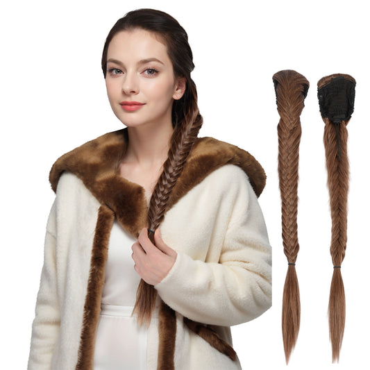 Alilang 24-Inch Long Fishtail Braid Ponytail Hair Extension Claw Jaw Braiding Ponytail Synthetic Hairpiece for Women