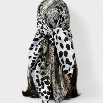 Anna-Kaci Women's Square Satin Scarf with Mixed Animal Print Pattern and Lightweight Silky Texture