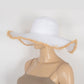Anna-Kaci Wide Brim Straw Floppy Hat with Frayed Edges Lightweight Sun Protection for Beach Vacation Outdoor Travel Style