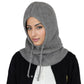 Solid Hooded Scarf Hat Winter Balaclava Knit Skull Cap Beanie Hat Neck Gaiters for Women