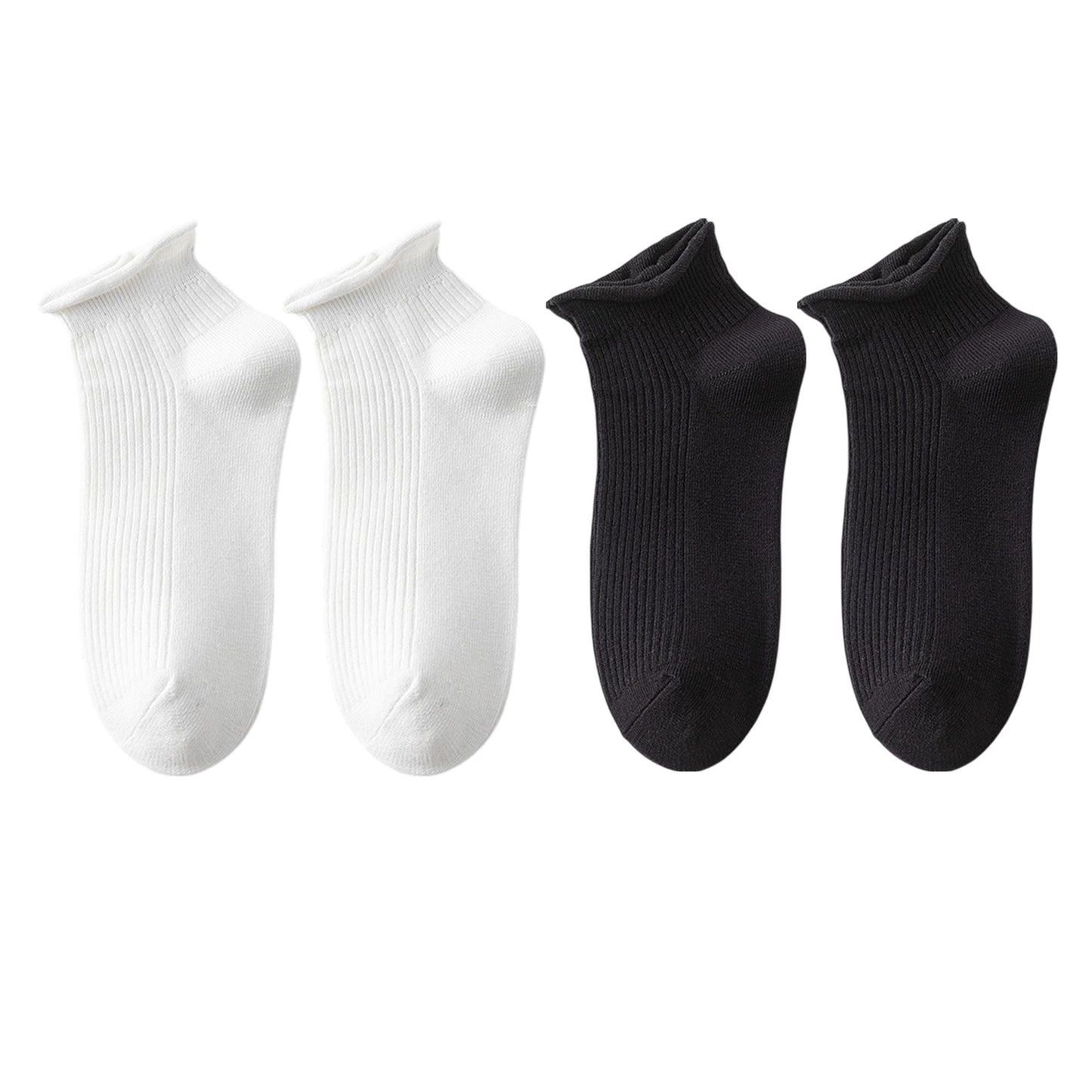 Anna-Kaci 4 Pairs Women's Ultra-Thin Ribbed Ankle Socks Soft Stretch Breathable Design in Multiple Color Combinations