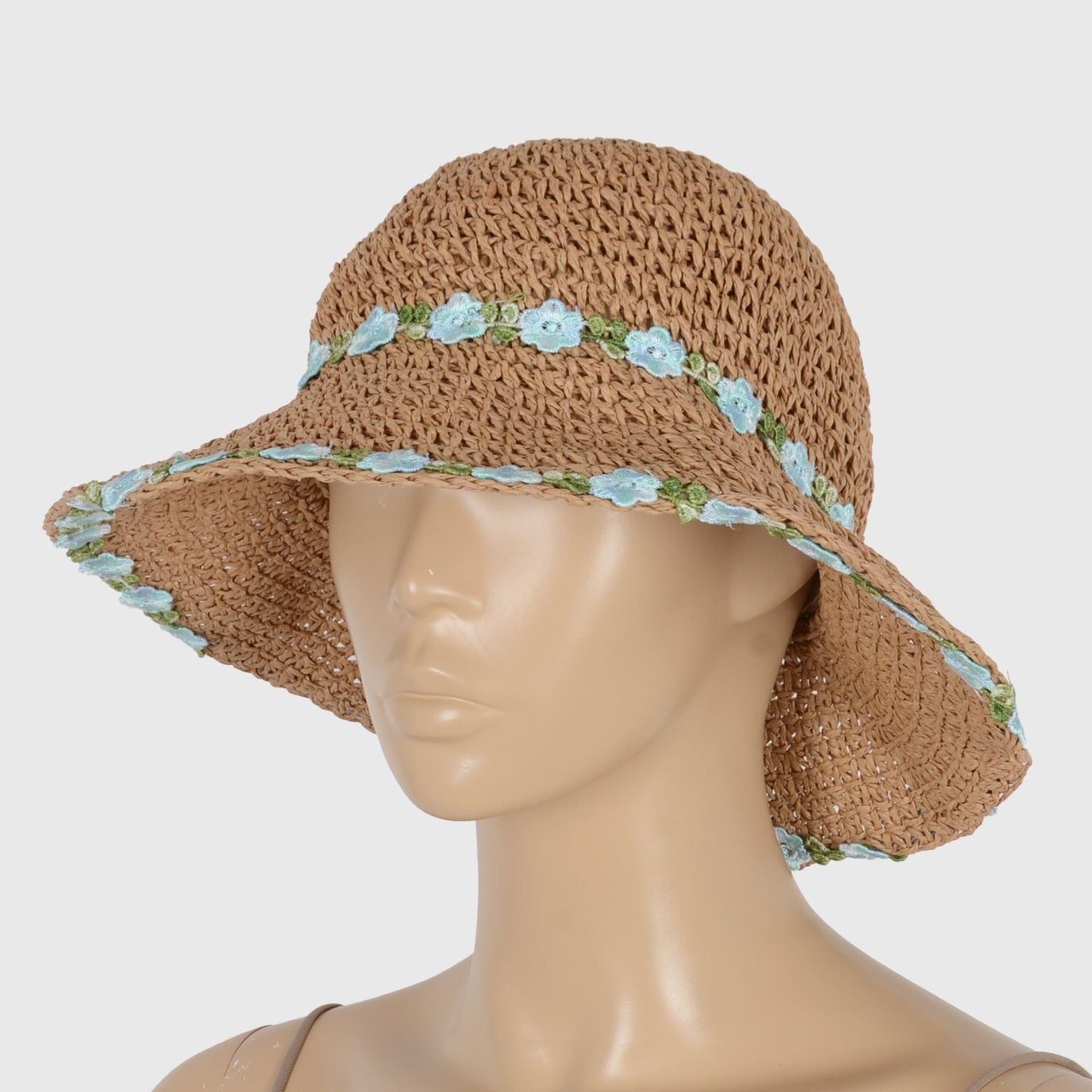 Anna-Kaci Women's Flower Embellishments Sun Hats Charming Crocheted Straw