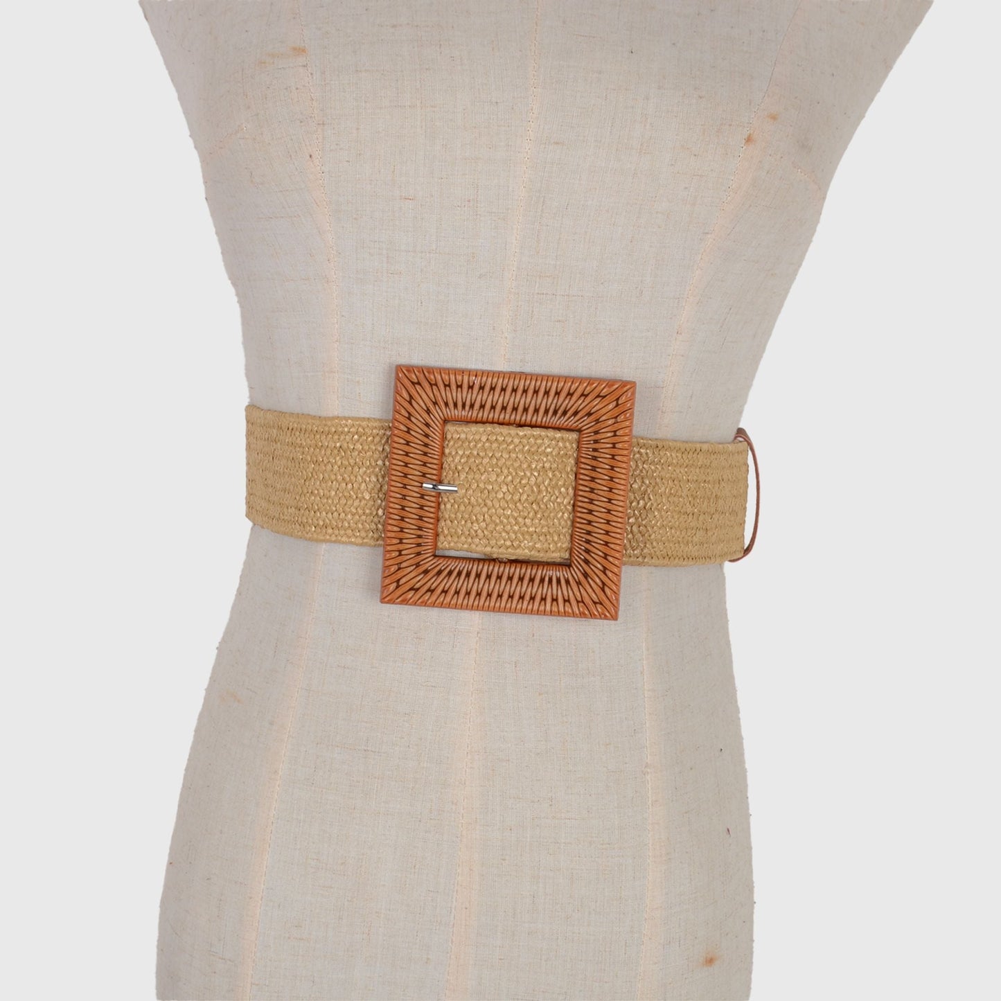 Anna-Kaci Stylish Straw Belt with Woven Buckle