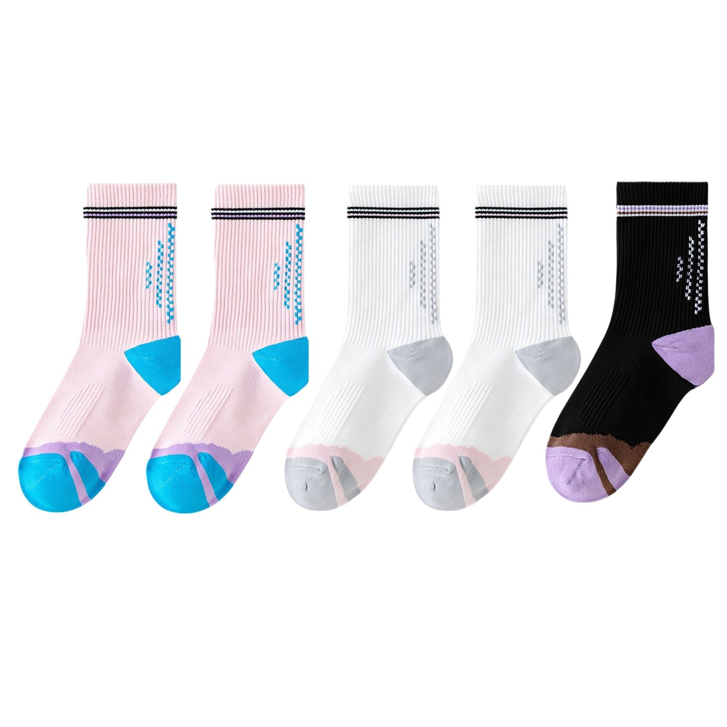 Anna-Kaci 5 Pairs Women's Mid-Crew Sport Socks Cushioned Arch Support Breathable Athletic Fit with Elastic Cuff