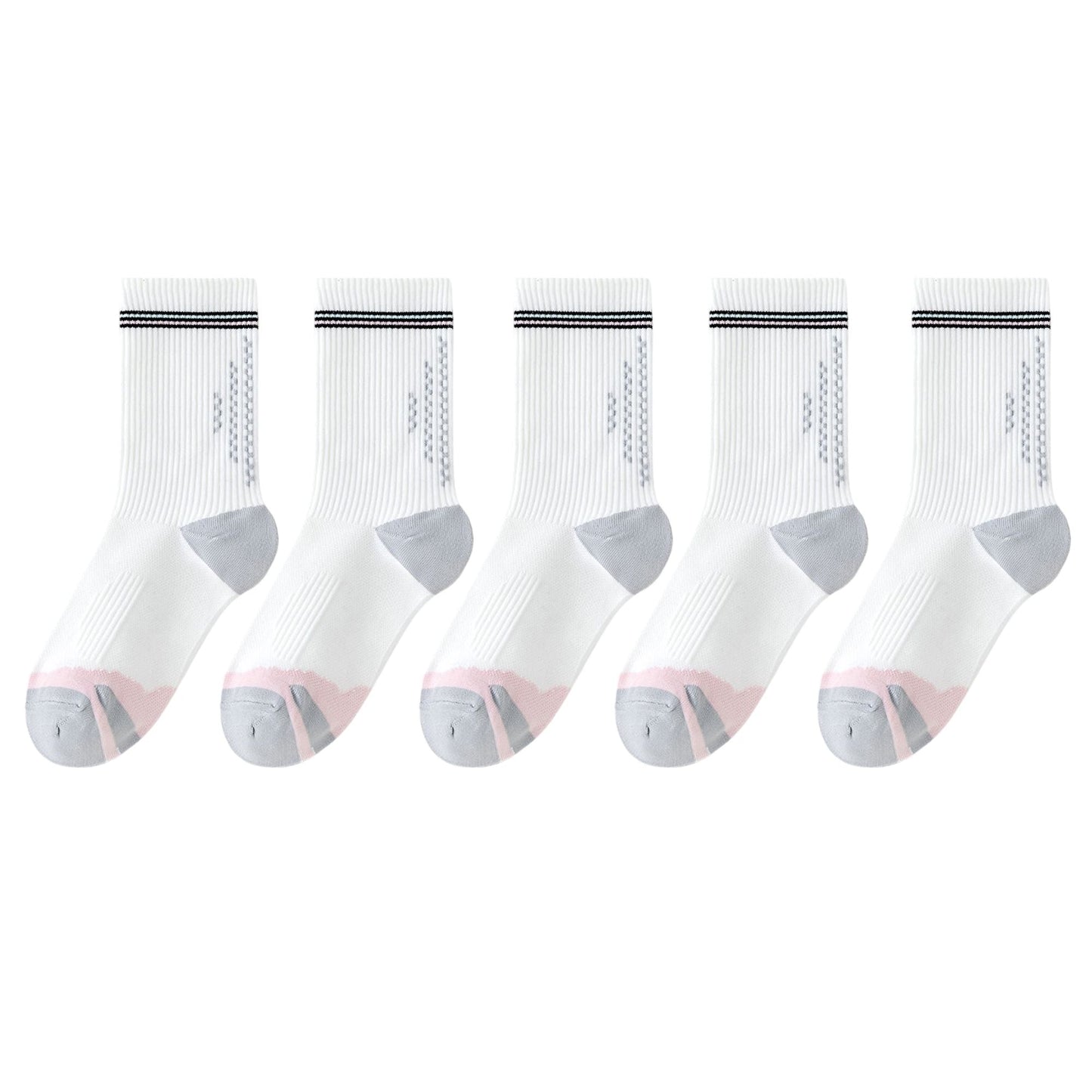Anna-Kaci 5 Pairs Women's Mid-Crew Sport Socks Cushioned Arch Support Breathable Athletic Fit with Elastic Cuff