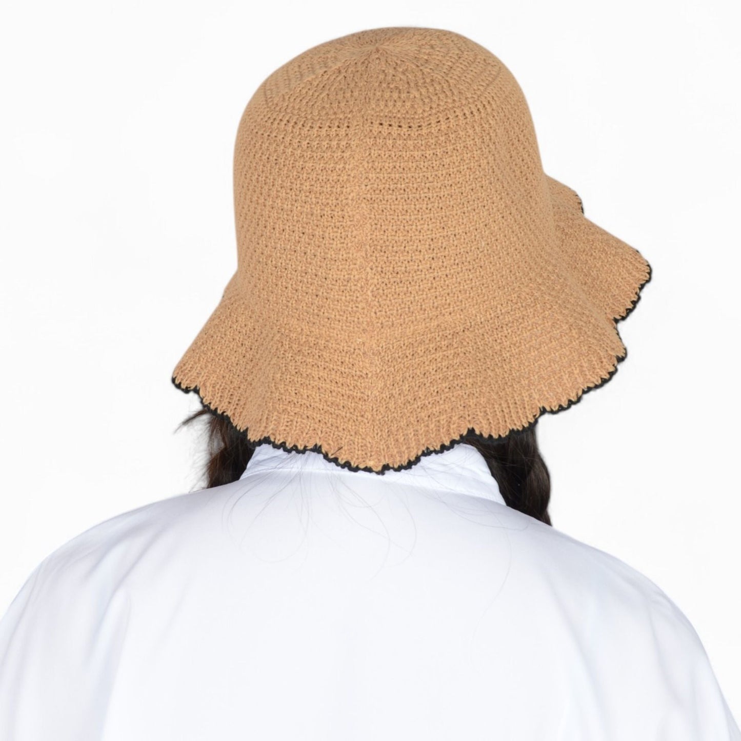 Anna-Kaci Women's Woven Floppy Bucket Hat with Scalloped Brim Edge Detail