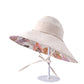 Anna-Kaci Wide Brim Sun Hat with Ponytail Hole Neck Tie Closure and Patterned Lining for UV Protection and Outdoor Style
