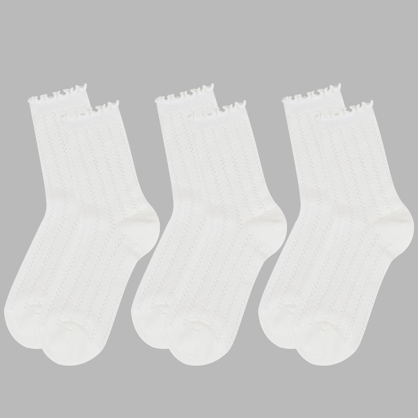Anna-Kaci Women's Adorable Ruffled Lace-Up Socks Wicking Cotton for Casual Comfort 3 Pairs