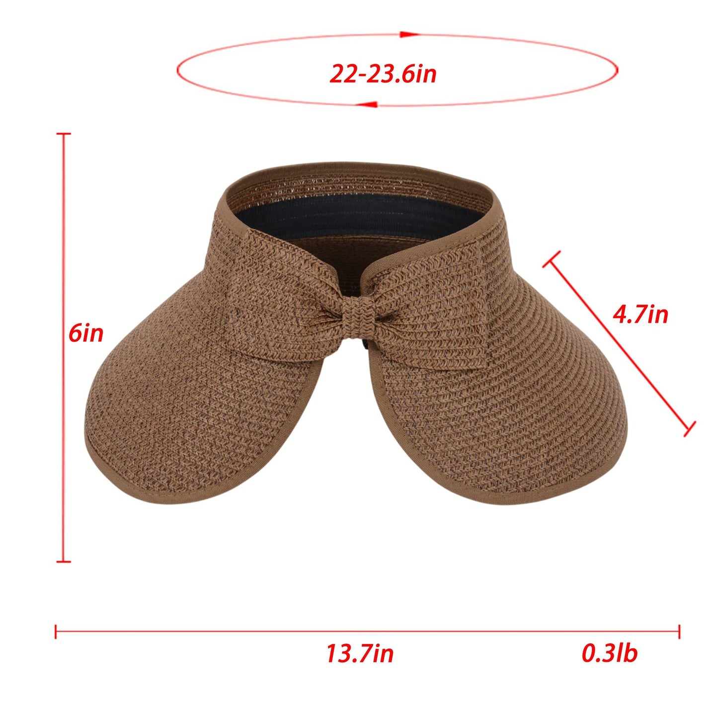 Anna-Kaci Women's Wide Brim Visor Hat with Bow Detail Adjustable Velcro Closure for Beach or Outdoor Protection