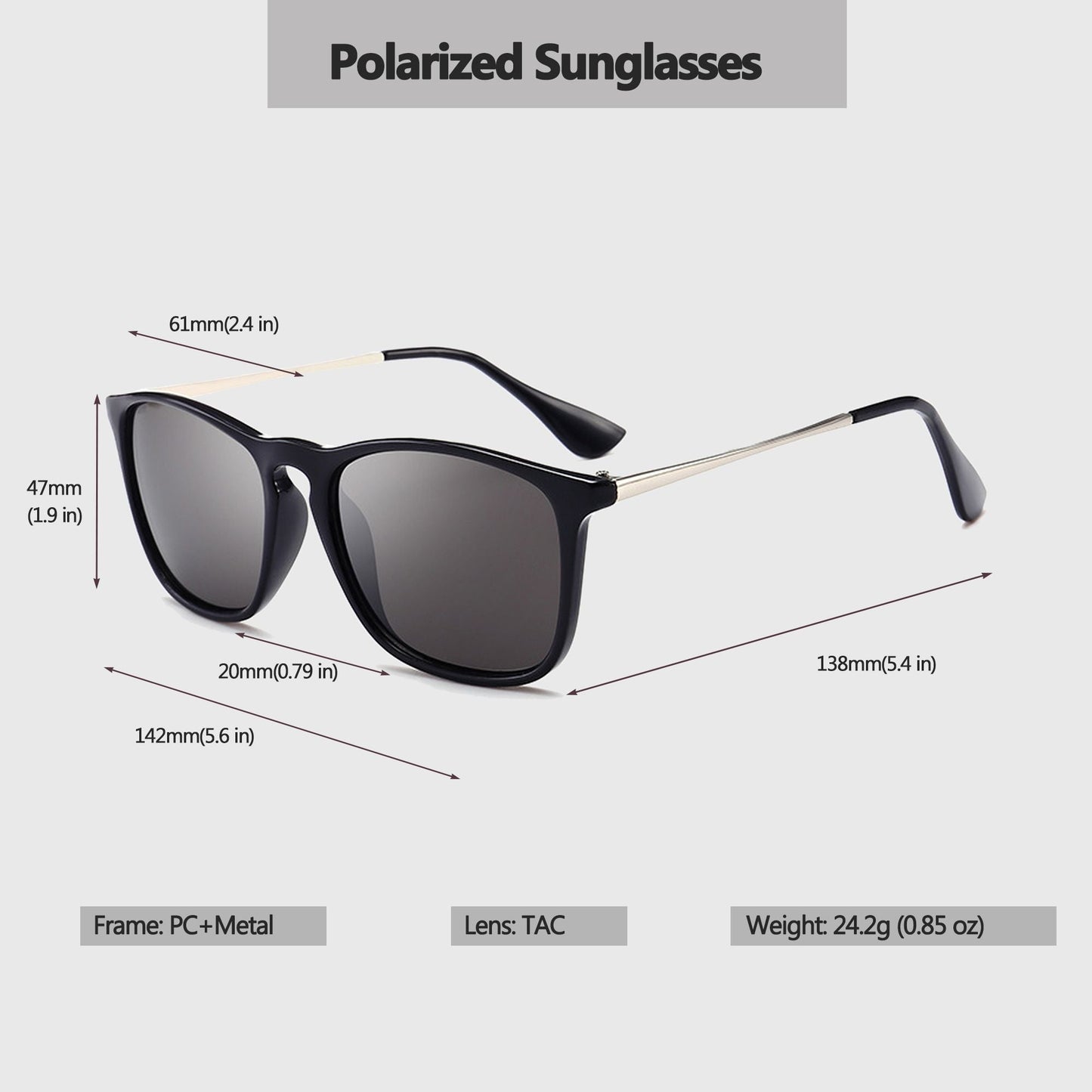 Anna-Kaci Women's Trendy Square Metal Arm Sunglasses