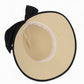 Anna-Kaci Women's Wide Brim Straw Hat with Braided Band and Contrast Bow Detail