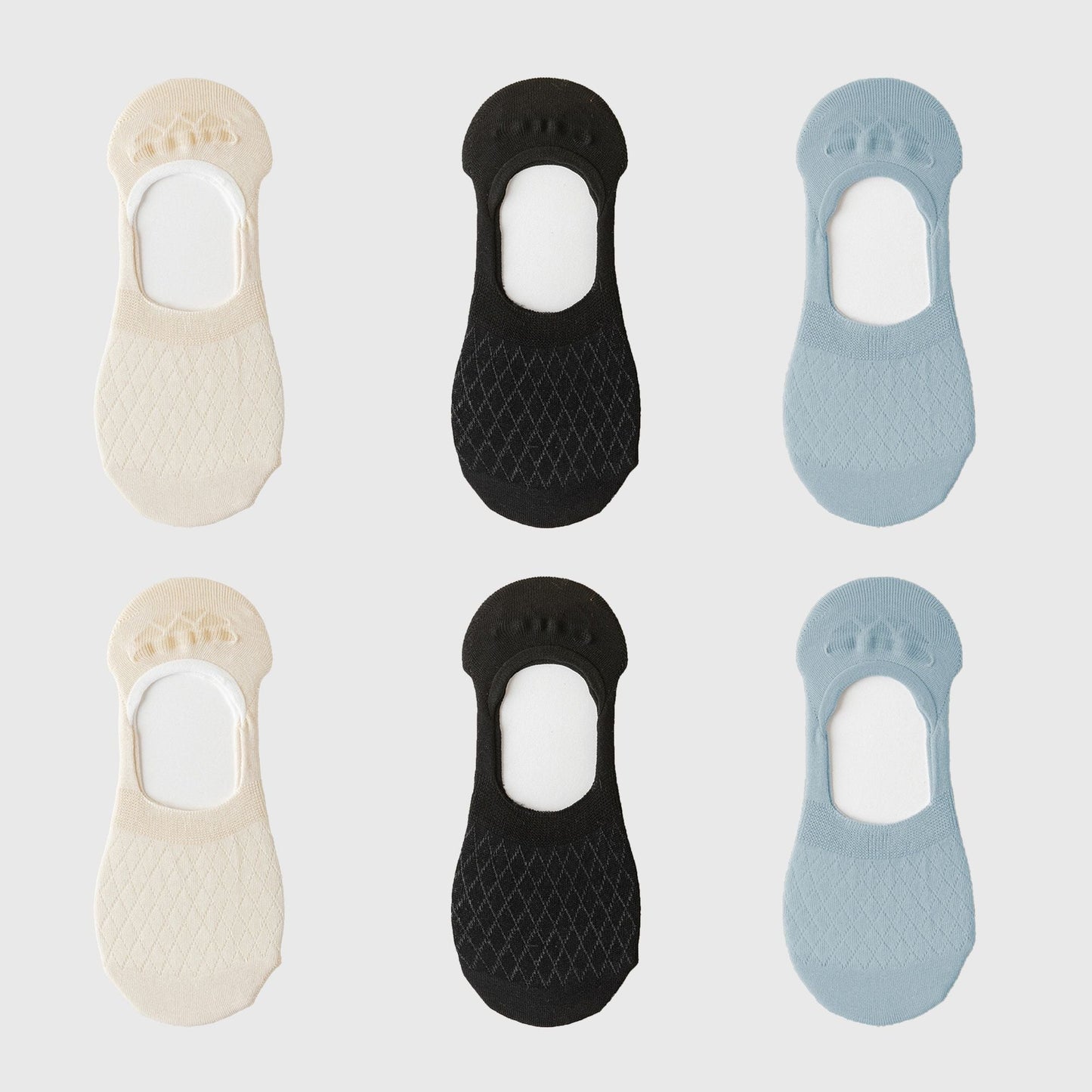 Anna-Kaci Women's Solid No Show Socks Non Slip Cotton 6Pk