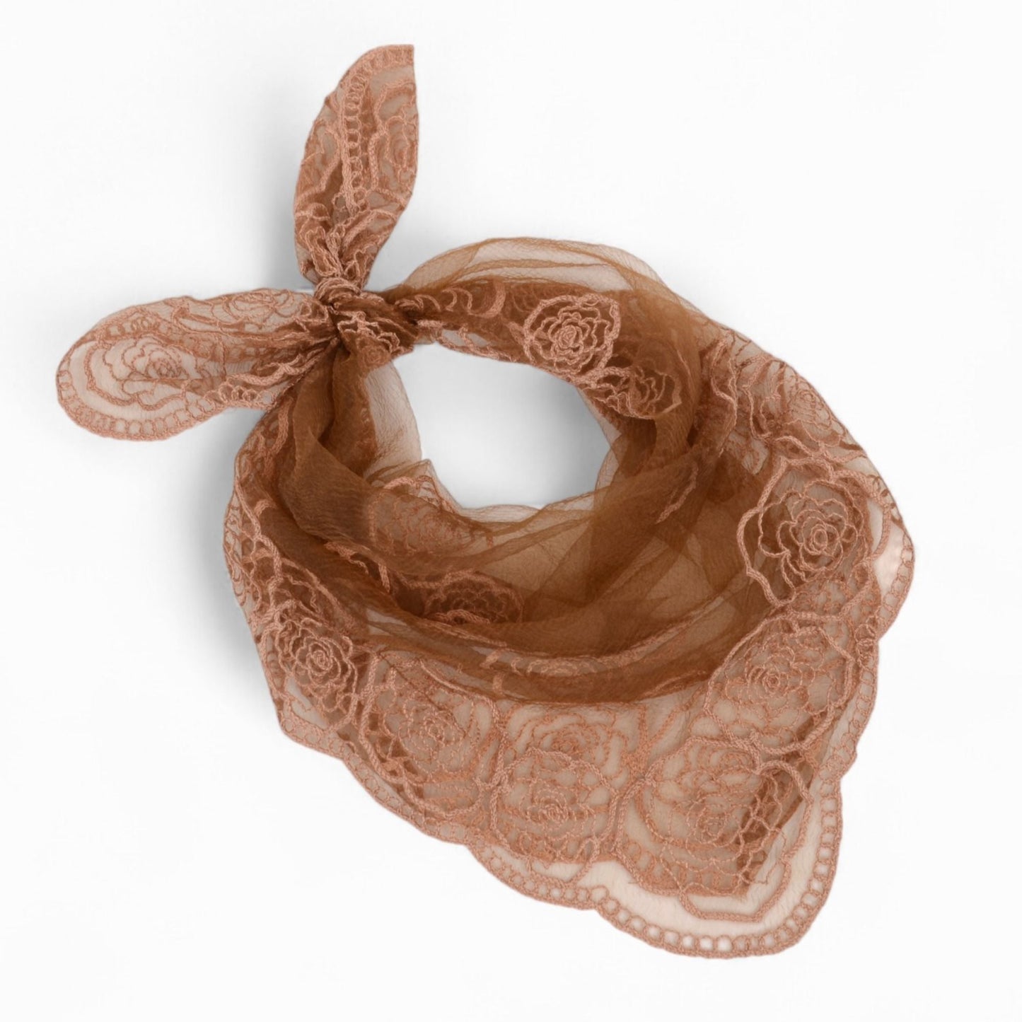 Anna-Kaci Women's Sheer Lace Neck Scarf with Embroidered Rose Floral Edging and Scalloped Trim Detail
