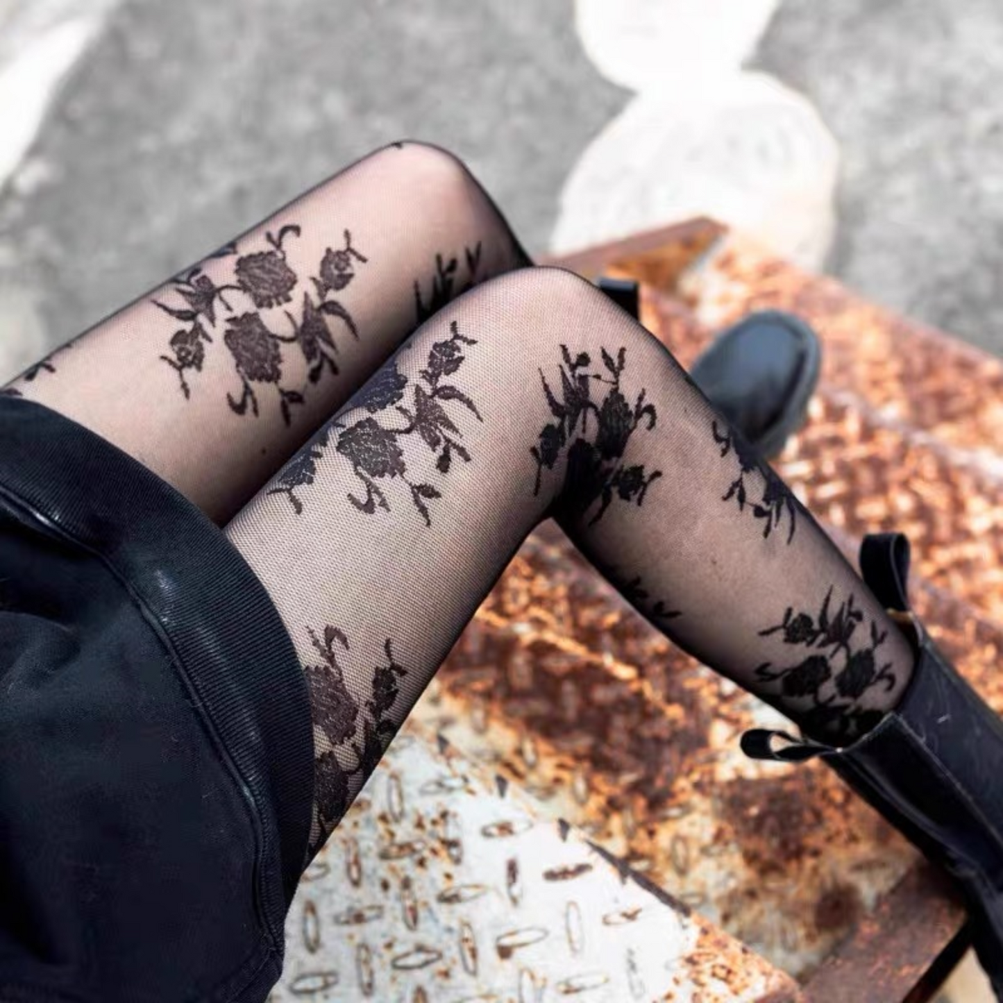 Anna-Kaci Women's Sheer Floral Pattern Tights Lightweight Mesh Legwear with Stretchy Fit and Subtle Texture