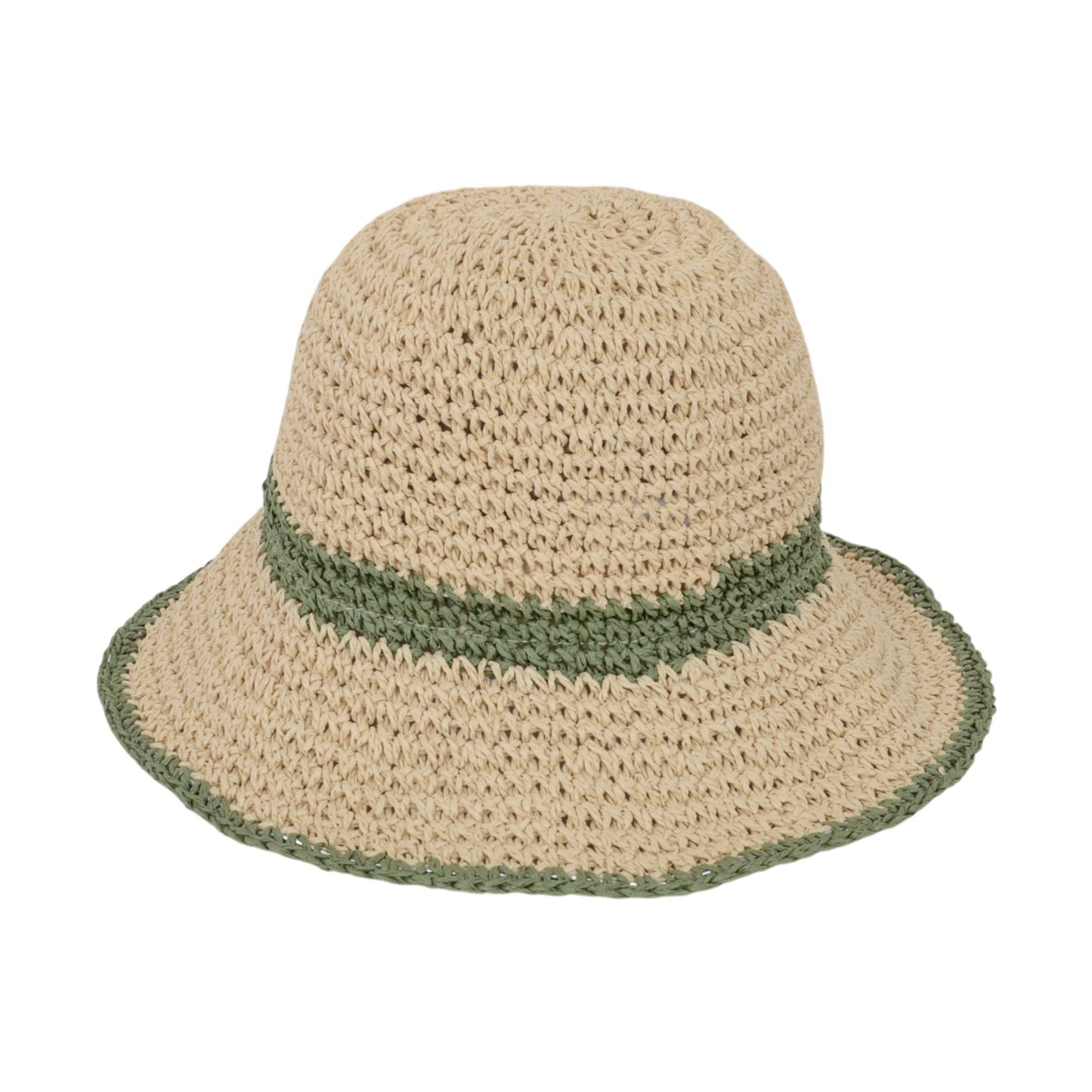 Anna-Kaci Packable Crochet Straw Bucket Hat with Two-Tone Design Lightweight Summer Sun Hat for Beach Travel Hiking Outdoor Use