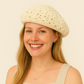 Anna-Kaci Women's Lightweight Crochet Beret Hat with Open Knit Pattern and Soft Stretch Fit