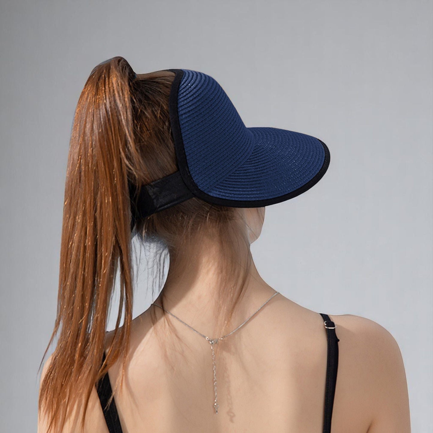 Anna-Kaci Roll Up Wide Brim Visor Sun Hat with Ponytail Hole and UV Protection Lightweight Packable Foldable Summer Cap