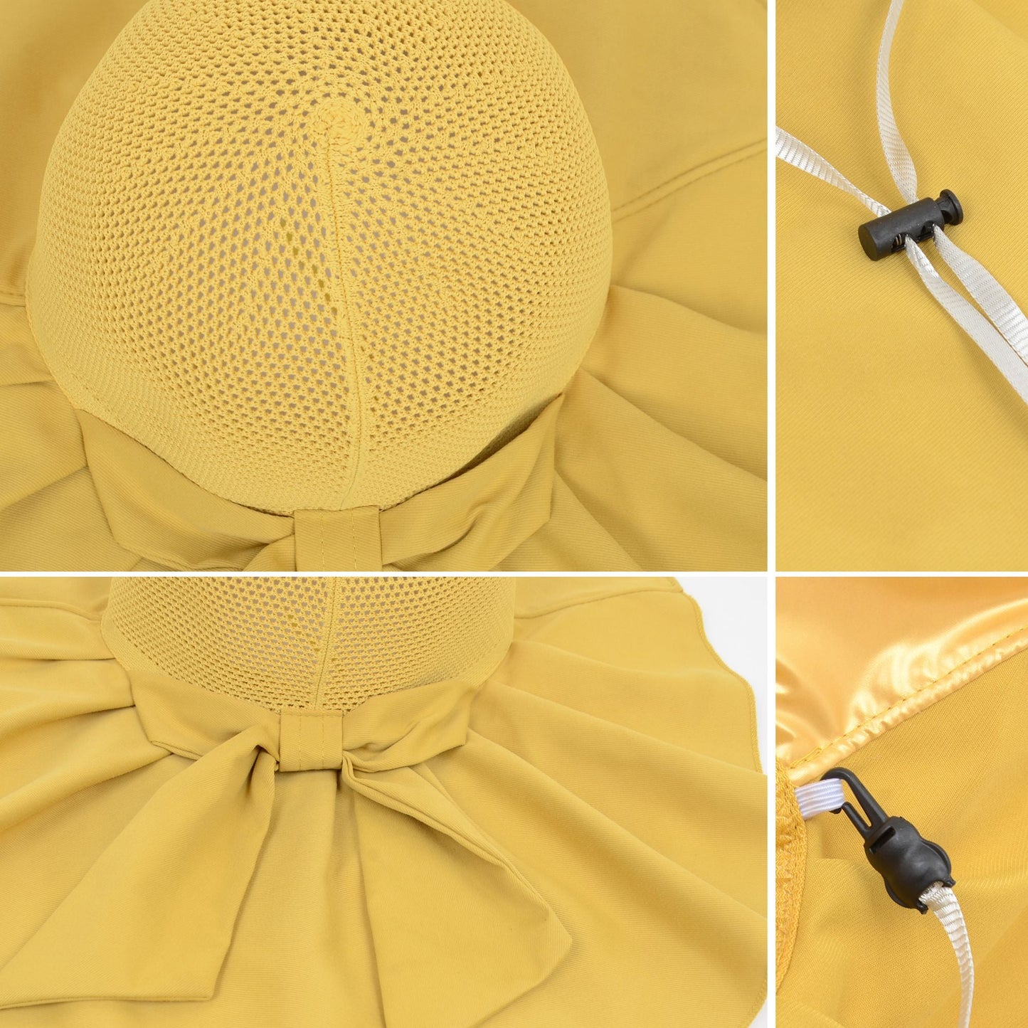 Anna-Kaci Womens Mesh Panel Wide Brim Sun Hat with Back Flap UV Protection and Tie Detail for Outdoor Activities