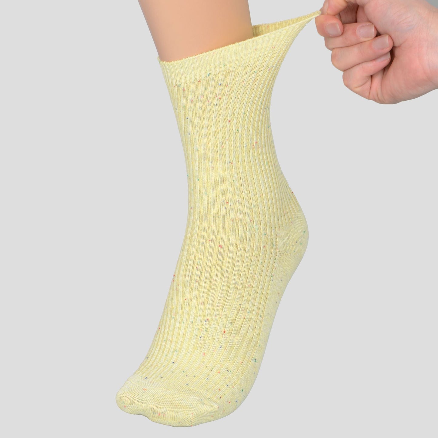 Anna-Kaci Women's Chic Style Solid Speckled Crew Socks Non Slip Cotton for Casual 2 Pairs 4 Season