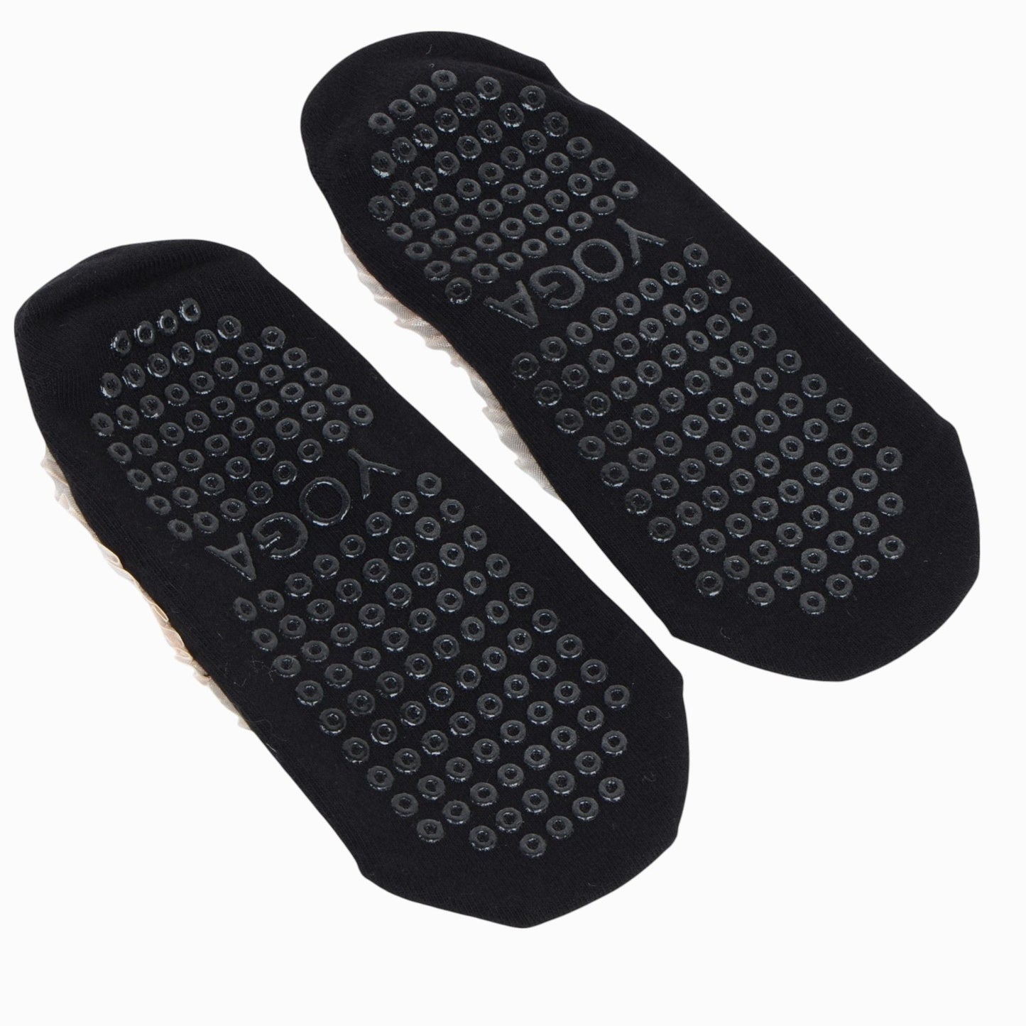 Anna-Kaci Women's Ballet Style Grip Socks with Ruffle Trim and Cross Strap Anti-Slip Sole Yoga and Pilates 2-Pack