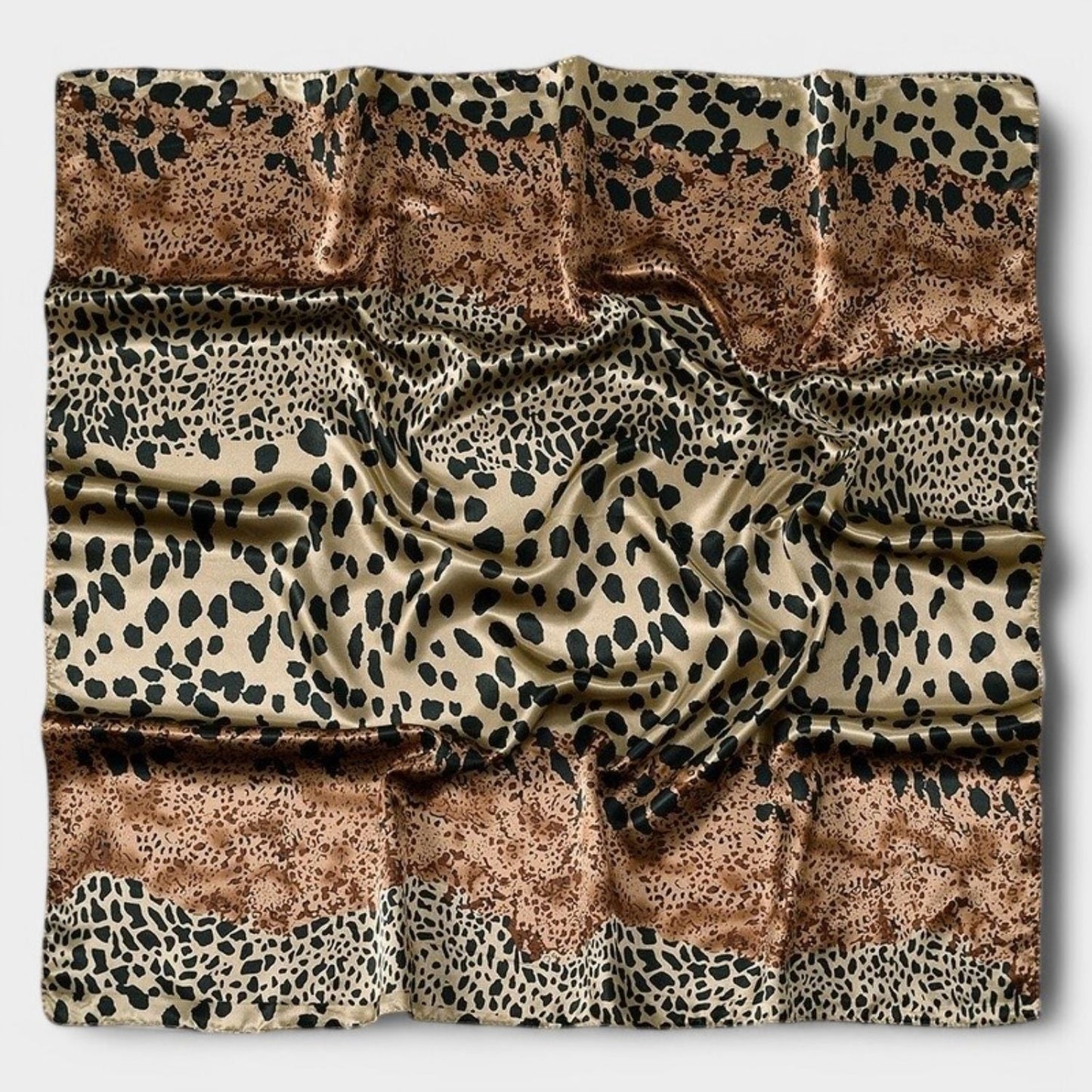 Anna-Kaci Women's Square Satin Scarf with Mixed Animal Print Pattern and Lightweight Silky Texture