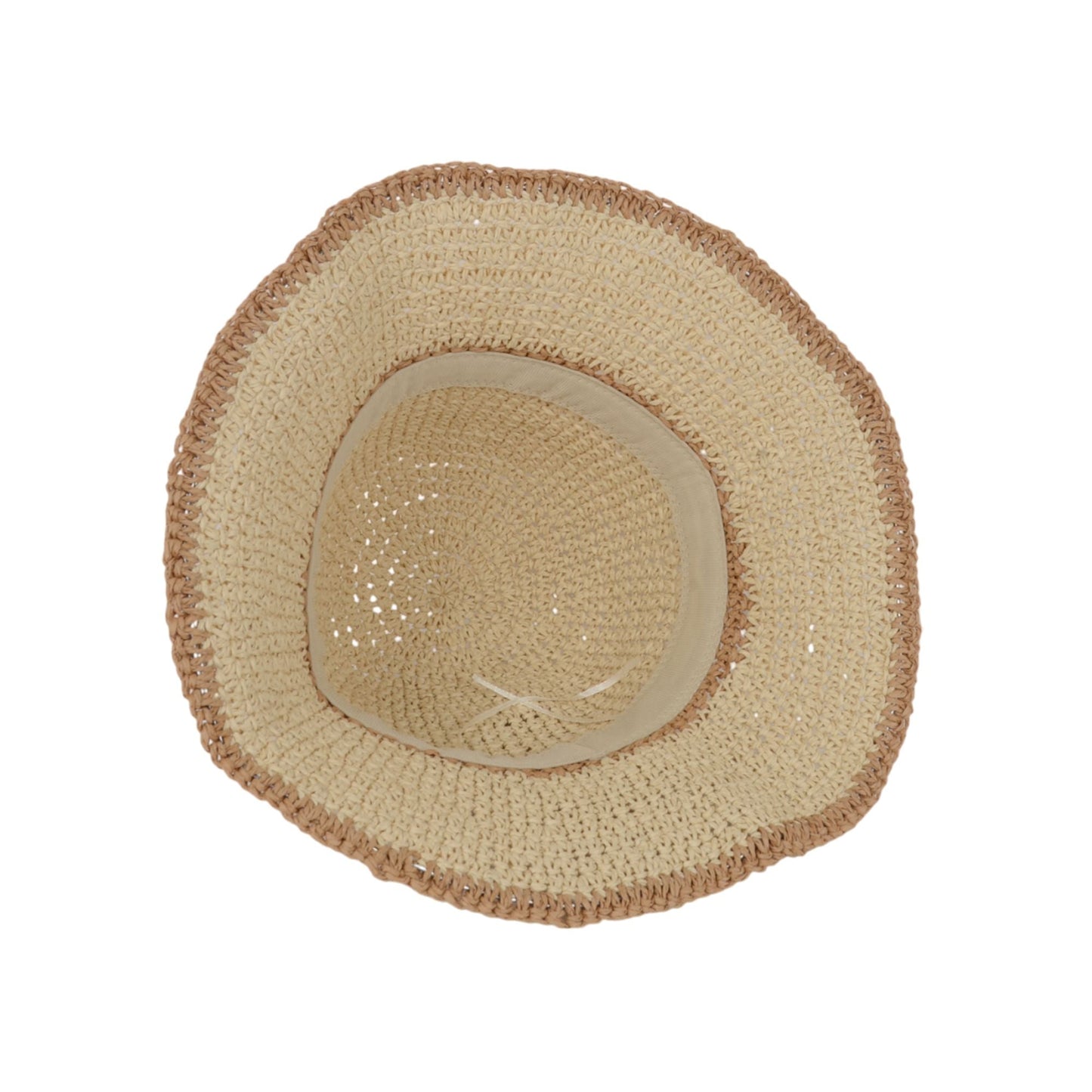 Anna-Kaci Packable Crochet Straw Bucket Hat with Two-Tone Design Lightweight Summer Sun Hat for Beach Travel Hiking Outdoor Use