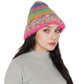 Colorful Striped Knit Bucket Hat Fluffy Trendy Winter Lightweight Foldable Crochet Fisherman Hat for Women