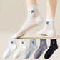 Anna-Kaci Women's 4-Pair Pack Sheer Ribbed Ankle Socks with Ruffled Trim and Embroidered Bow Detail in Multiple Color Combinations