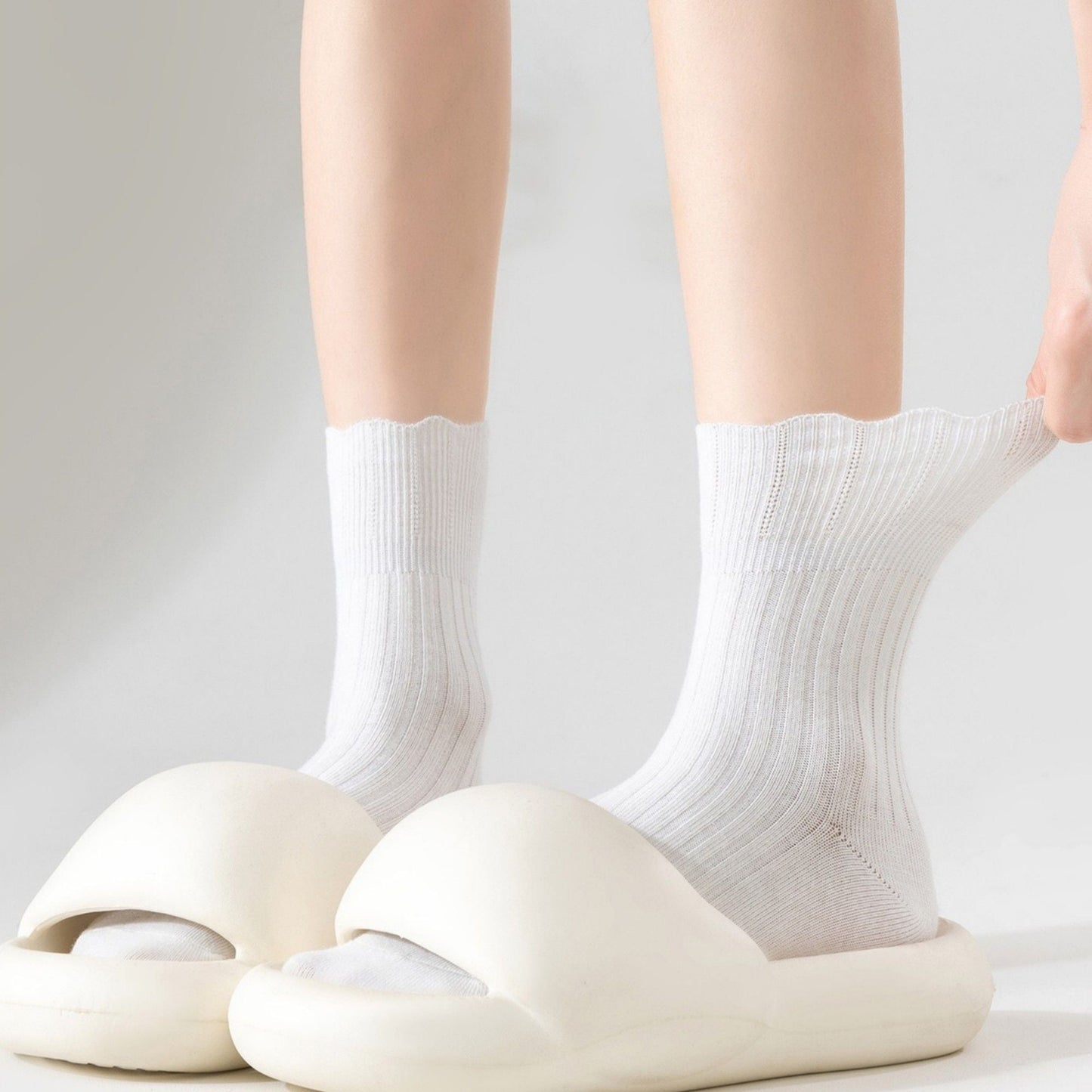 Anna-Kaci Women's Ribbed Crew Socks with Elasticized Top Cuff for Swollen Feet Non-Binding Comfortable Fit 3-Pack