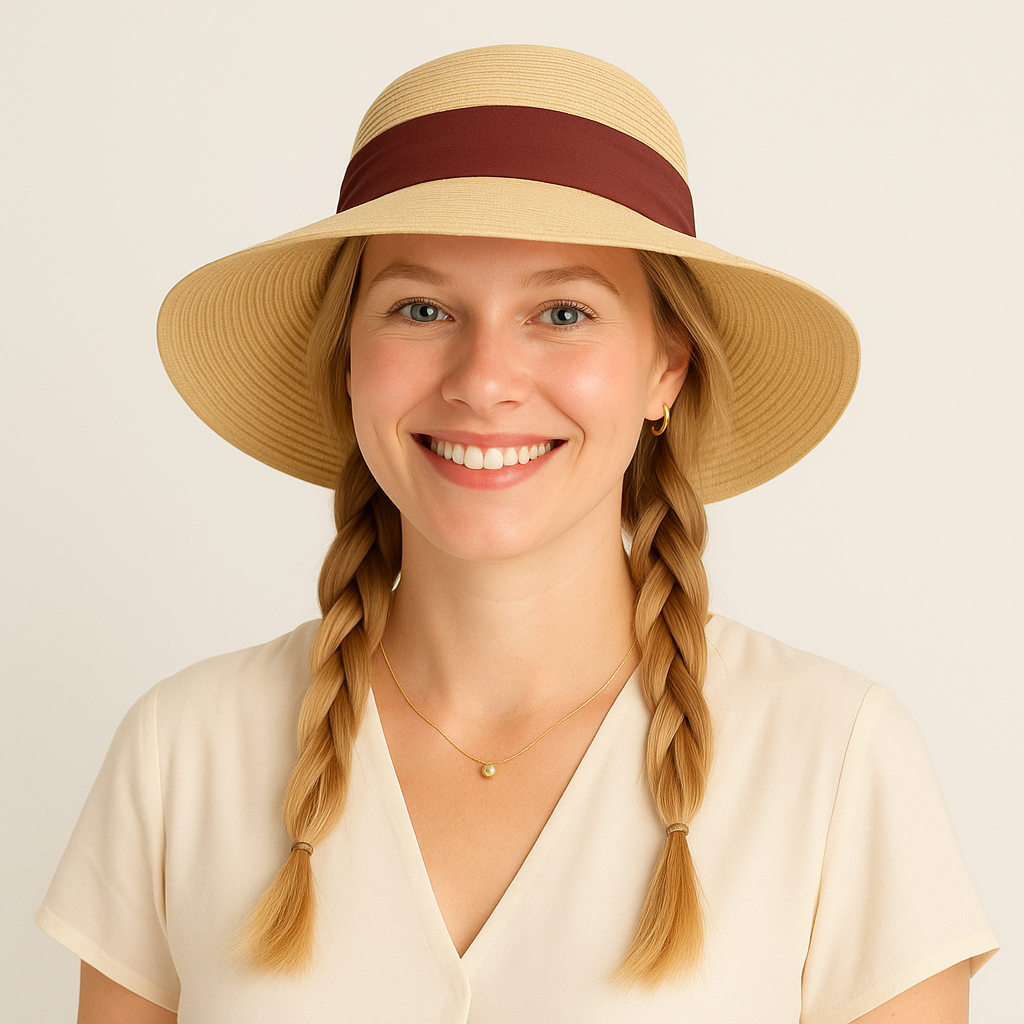 Anna-Kaci Women's Woven Floppy Sun Hat with Wide Ribbon Knot Detail and Curved Brim