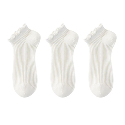 Anna-Kaci Women's Ribbed Ankle Socks with Ruffle Lettuce Trim Cuff Soft Breathable Knit 3-Pack