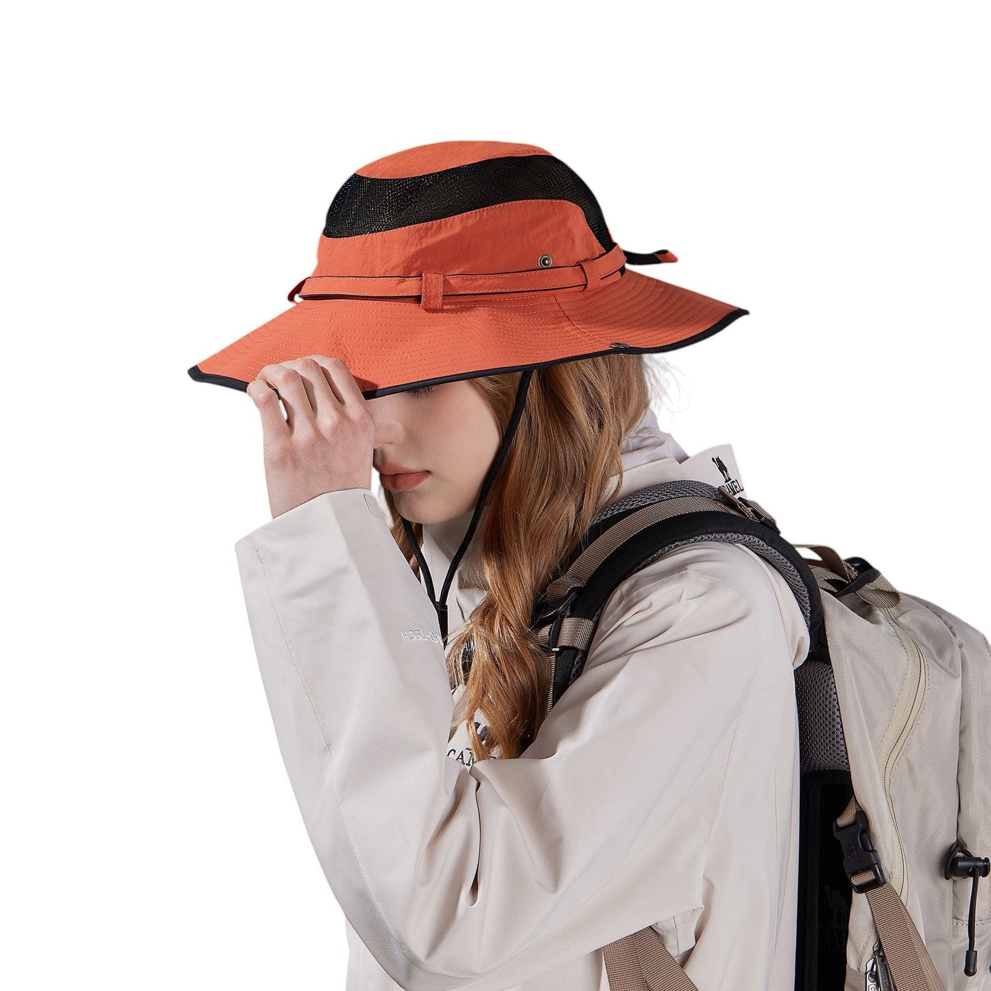 Anna-Kaci Wide Brim Outdoor Hat with Mesh Ventilation Snap-Up Sides and Chin Strap for Hiking, Beach, Travel, and Sun Protection