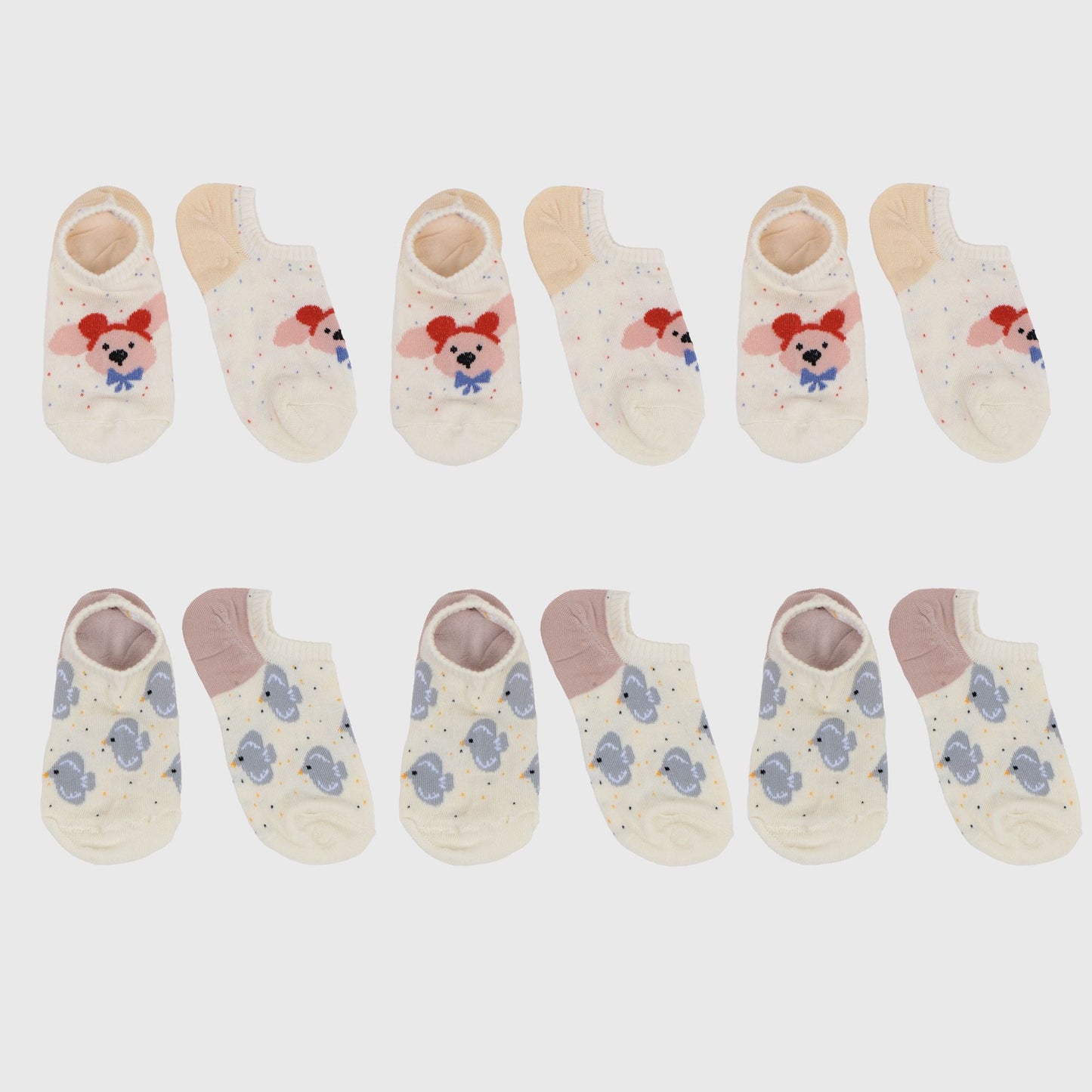 Anna-Kaci Women's Charming No Show Socks Seamless Toe Cotton 6Pk